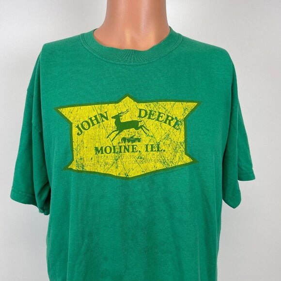 Gildan Other - Vintage 90s John Deere T Shirt Mens Size Large Green Moline Illinois